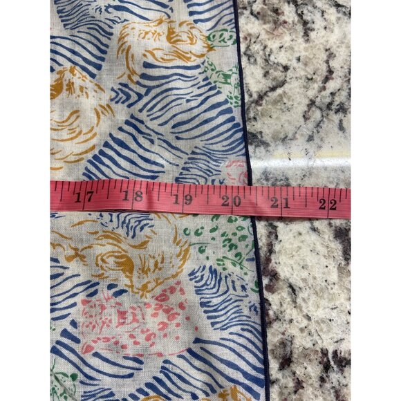 Womens Square Scarf Tiger Print Multicolor Blue Zebra Stripes Edging Mob Wife - Picture 4 of 4